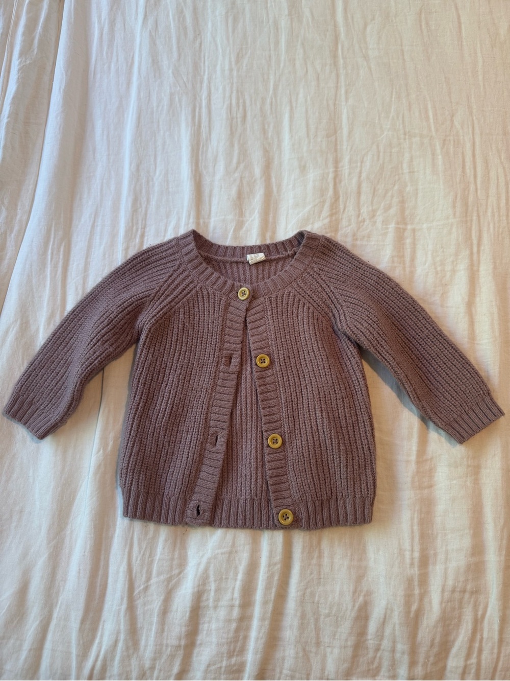 H&M Dusty Mauve Ribbed Button Cardigan